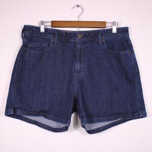 Levis Shorts Womens Size 16 Dark Blue Raw Rinse Bermuda Denim - (34.5 x 4.75)